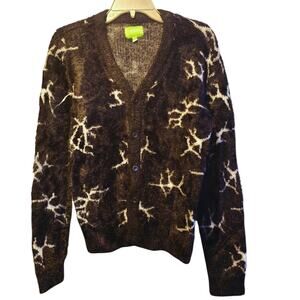 HUF lightning fuzzy cardigan mens medium